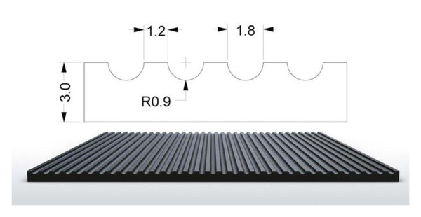 Rillengummi S5 Rollenware, Meterware